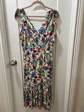 Dress Forum White Multi Floral Tie-Shoulder Midi Dress